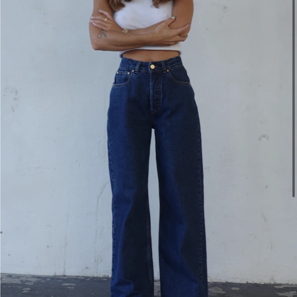 Heavy Manners Dark Blue Wide-Leg Jeans